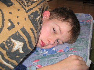 Janwillem klaagt over hoofdpijn