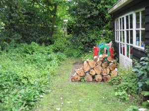 de achterkant van het huisje