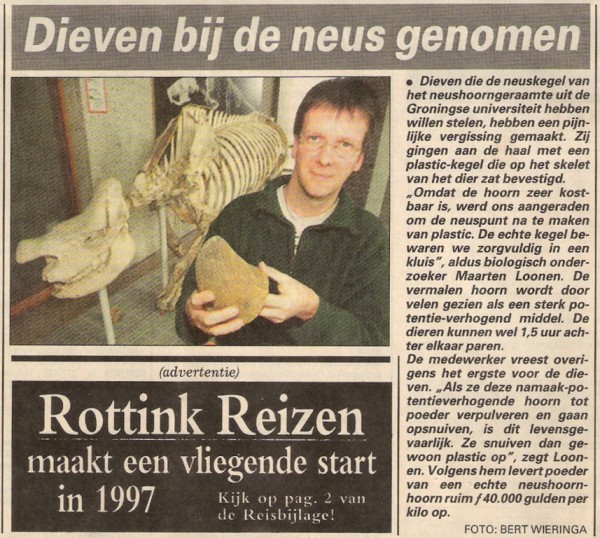 De voorpagina van de Telegraaf van zaterdag 11 januari 1997
